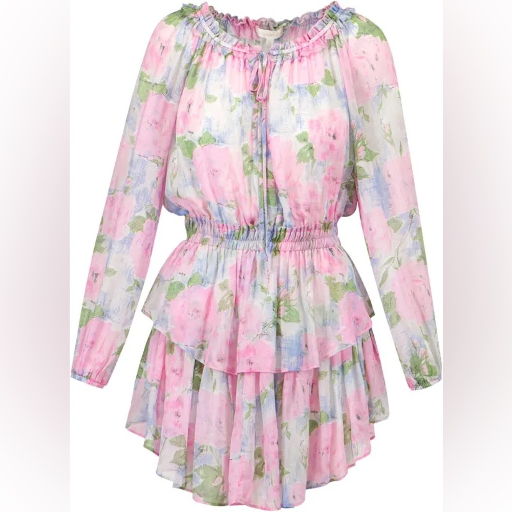 LoveShackFancy Popover Floral Mini Dress